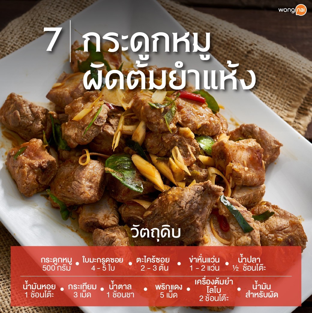 กระดูกหมูผัดต้มยำแห้ง
