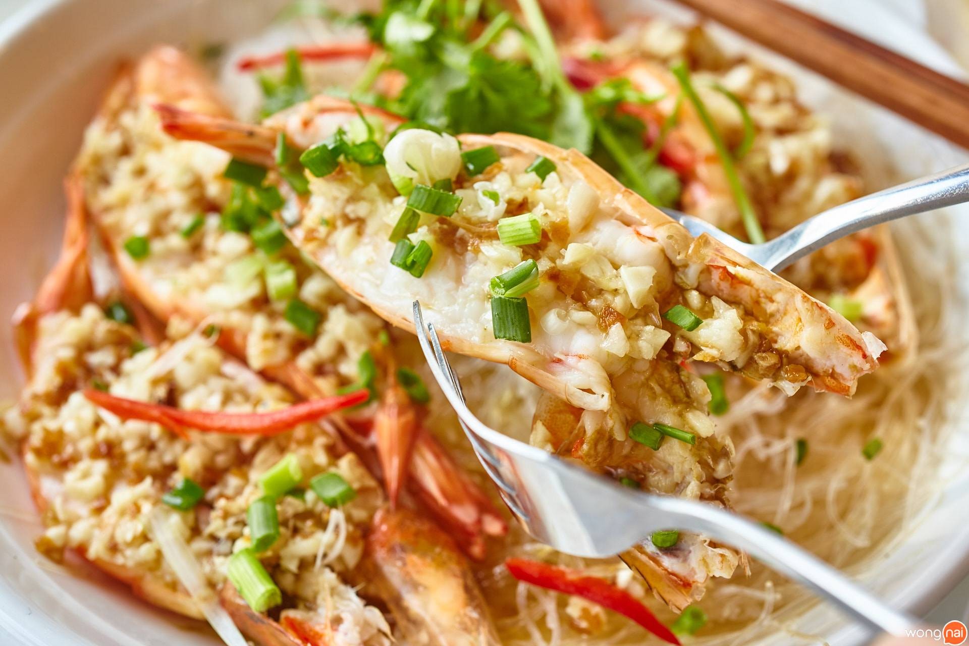กุ้งนึ่งกระเทียมอ่าวฮ่องกง ร้าน Puilin Hongkong Food Style