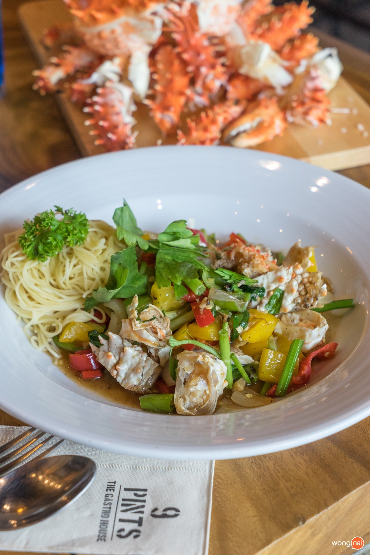 เมนู พาสต้าผัดปูอลาสก้าผงกะหรี่ ร้าน 9 Pints The Gastro House นครสวรรค์