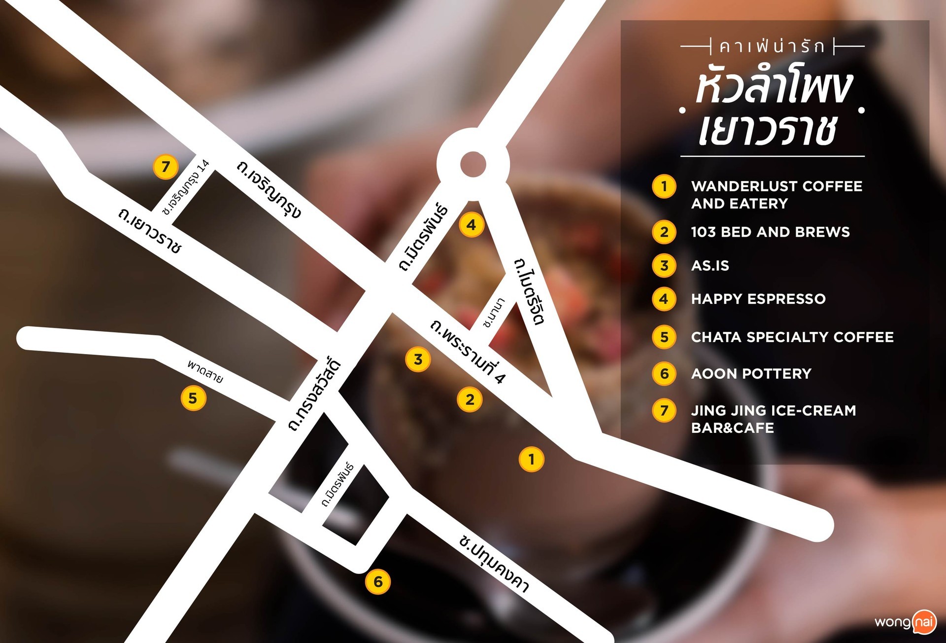 แผนที่ร้านกาแฟ เยาวราช - หัวลำโพง