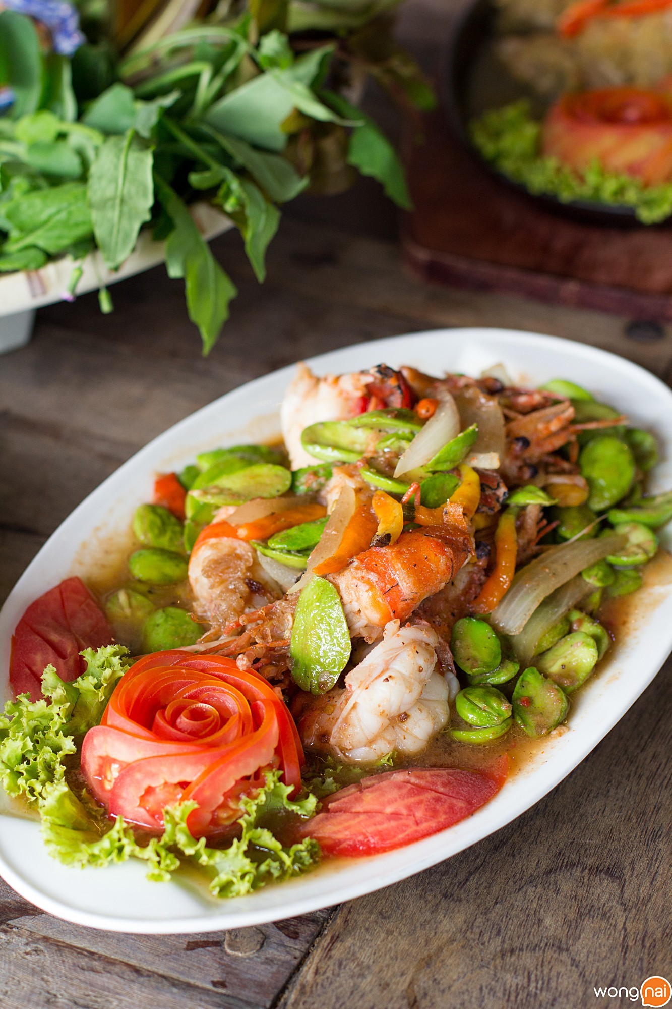 กุ้งผัดสะตอ ร้านไก่ใต้น้ำ หาดใหญ่