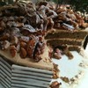 Coffee cake topped with caramel cashew nut