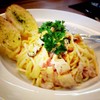 Spaghetti Carbonara คาโบนาร่าของจริงต้องแห้งๆแบบนี้ค่ะ แต่รสชาติอ่อนไปนิด