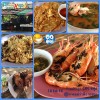 ไข่เจียวปู,ต้มยำรวมมิตร,หมึกกระเทียม,กระพงทอดน้ำปลา,กุ้งเผา