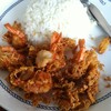 ข้าวราดกุ้งทอดกระเทียม