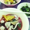 วุ้นโฟ บะโฟแห้ง และผักบุ้งลวก