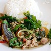กะเพราไข่เยี่ยวม้าราดข้าว 70 บาท
