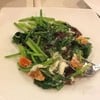 ผัดผักปวยเล้งกับไข่เค็มไข่เยี่ยวม้า