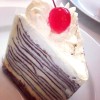 Chocolate crape cake with strawberry (145฿)