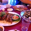 กุ้งทอดกระเทียม,หอยแครงลวก