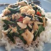 ข้าวกระเพราปู เนื้อล้วนๆ ใส่มาล้นๆ 80 บาท