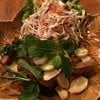 ยำหมูกระเทียมก้านคะน้า