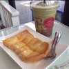 ปังปิ้งเนยนม+ชาเขียวถั่วแดงปั่น