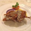 Soft shell crab with pumpkin and red cabbage sauce