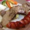 สเต็กเนื้อออสเตรเลีย + ไส้กรอกหมู