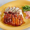 ข้าวหน้าเป็ดปนหมูกรอบ (ราคา55บาท)