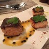 Salmon cubes with Passion fruit