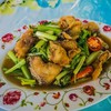 ปลาช่อนทอดผัดคื่นช่าย