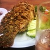 ปลานิลทอดกระเทีนม   