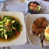 ผัดผัก + ปลาอินทรีทอด