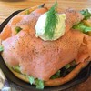 Salmon & Wasabi Cream Cheese Pancake