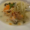 Spaghetii Salmon cream soup