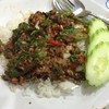 กระเพราหมูสับราดข้าว