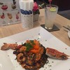 สปาเก็ตตี้เส้นดำกุ้งแม่น้ำพิ๊งค์ซอส
