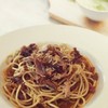 Spaghetti with duck confit and minced duck breast Bolognese