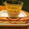 Panna Cotta & Passion Fruit served with a warm soft Almond Biscotti [160.-]