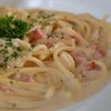 Spaghetti Ham&Mushroom white sauce (100.-)