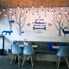 inside the cafe looks warm with basic and nice decoration 