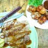 สเต็กหมูพริกไทยดำ + ไก่ทอดซอสเม็กซิกัน