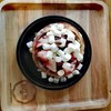 whole wheat waffle + marshmallows + strawberries 