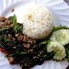 กระเพราหมูสับราดข้าว