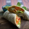 Mashed pumpkin burrito with guacamole and salsa Mashed pumpkin burrito with guacamole and salsa