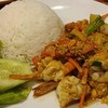 กุ้งผัดผงกระหรีราดข้าว 80 ฿