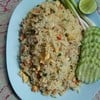 ข้าวผัดแหนม ใช้แหนมที่ทำจากร้านระเบียงรักเอง