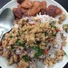 กระเพราหมูสับข้าวกล้องกุนเชียง (fried stir basil with minced pork)
