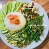 กระเพราอกไก่+ยอดฝักแม้วผัดมันหอย+ไข่ทอดชะอม