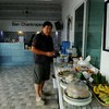 หน้าฟร้อนต้อนรับและจุดบริการของว่างตอนเช้า