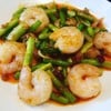 กุ้งผัดหน่อไม้ฝรั่ง XO Sauce