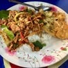 หมูผัดเผ็ดราดข้าว+ไข่เจียว