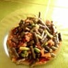 ถั่วฝักยาวสิรินธรผัดหมูกรอบ