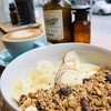 Hot granola bowl + cold espresso Hot granola bowl + cold espresso