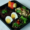 Laab Gai and rice berry served with boiled egg, salad and seasonal fruit and 1 bottle of orange juice Laab Gai and rice berry served with boiled egg, salad and seasonal fruit and 1 bottle of orange juice