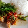 ข้าวไก่ย่างกะเพรากรอบ ข้าวไก่ย่างกะเพรากรอบ