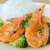 ข้าวราดบร็อคโคลี่ผัดกุ้งสด ข้าวราดบร็อคโคลี่ผัดกุ้งสด