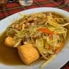 กุ้ยช่ายขาวผัดเต้าหู้หมูกรอบ
