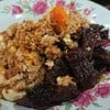 หมูสับผัดไข่เค็ม + เนื้อทอด